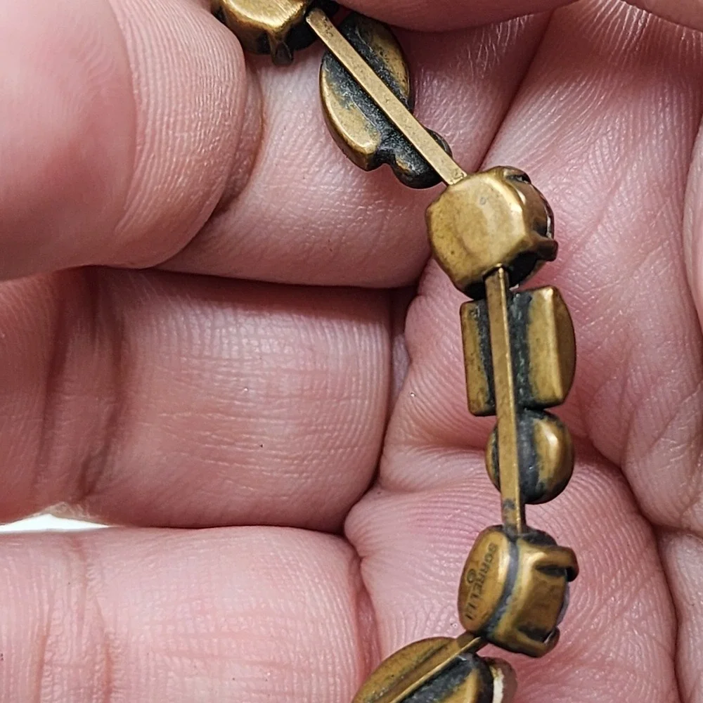 Sorrelli Multicolor Crystal Floral Bracelet Antiqued Gold Tone Statement Jewelry